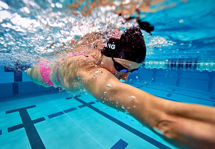 Paralympic Swimming: Team USA swimmer Jessica Long during photo shoot.